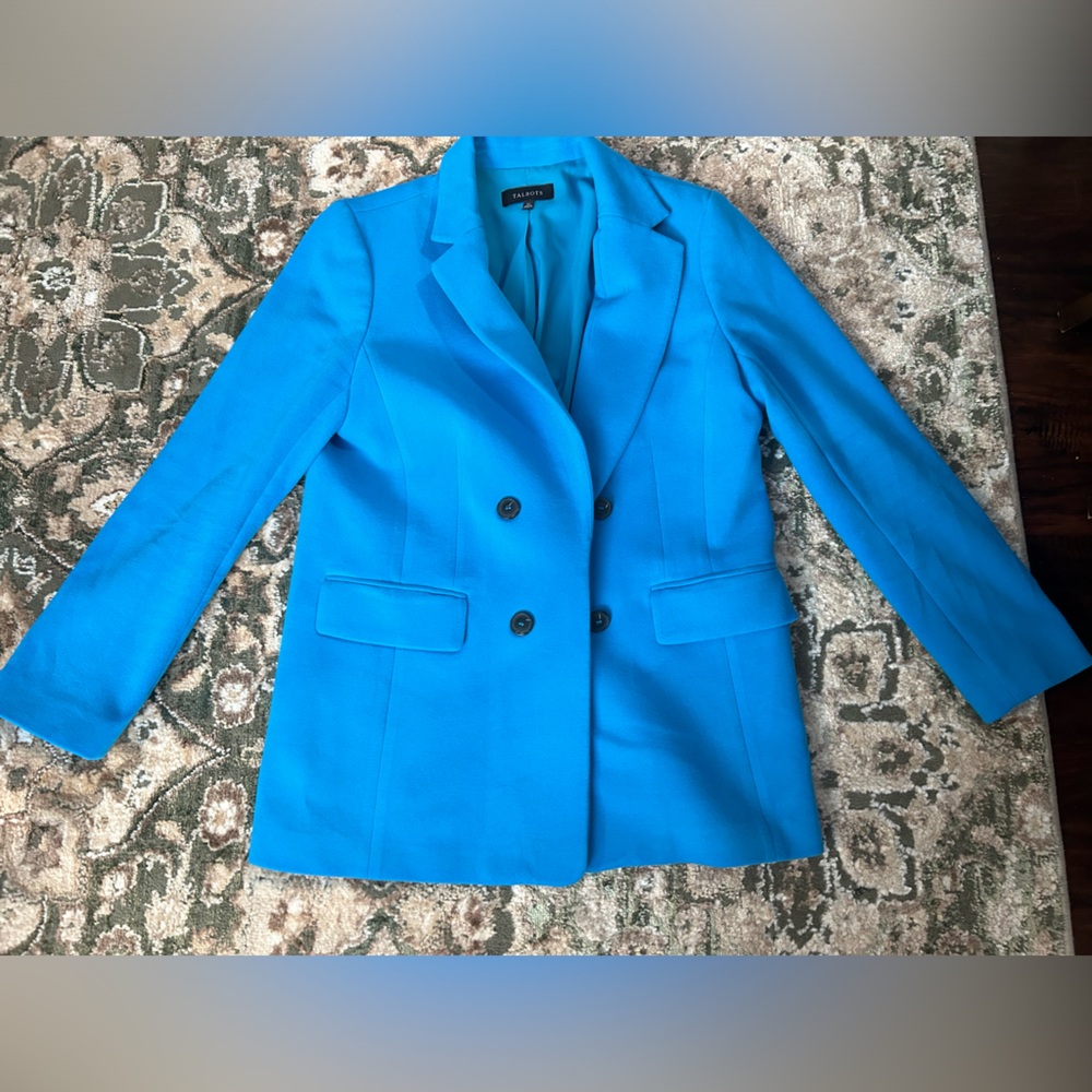 Talbots Vibrant Blue Double-Breasted Blazer